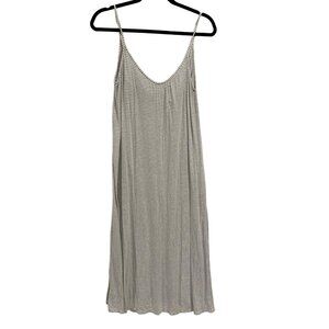 Eberjey Gray White Stripe Spaghetti Strap Nightgown Size S‎
